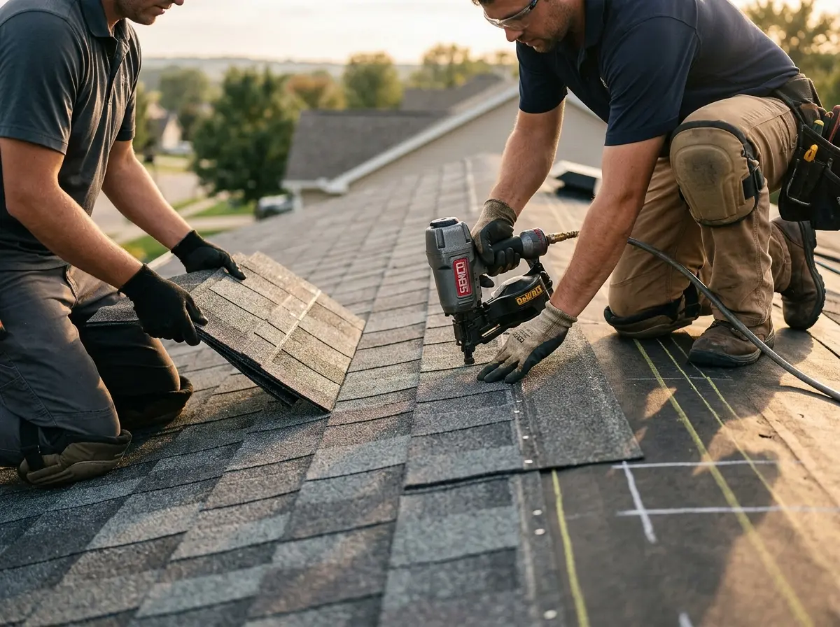 Professional roofer working on a residential roof in Halifax